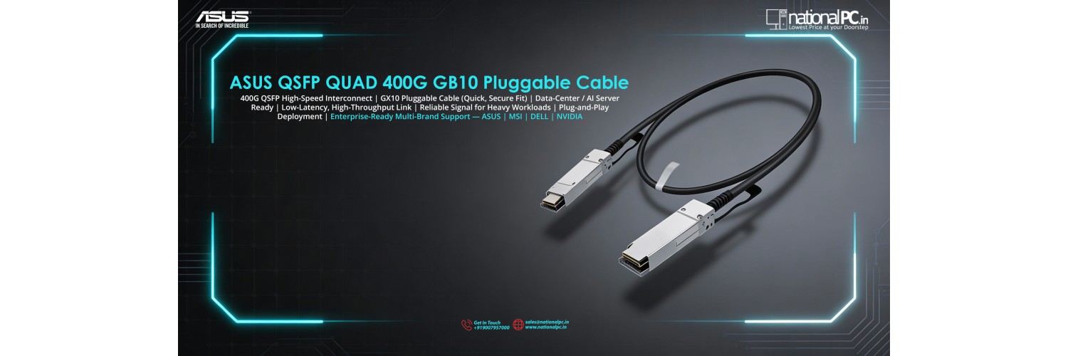 ASUS QSFP QUAD 400G GX10 Pluggable Cable (0.4m): Reliable High-Bandwidth Links for AI & Data Center Labs