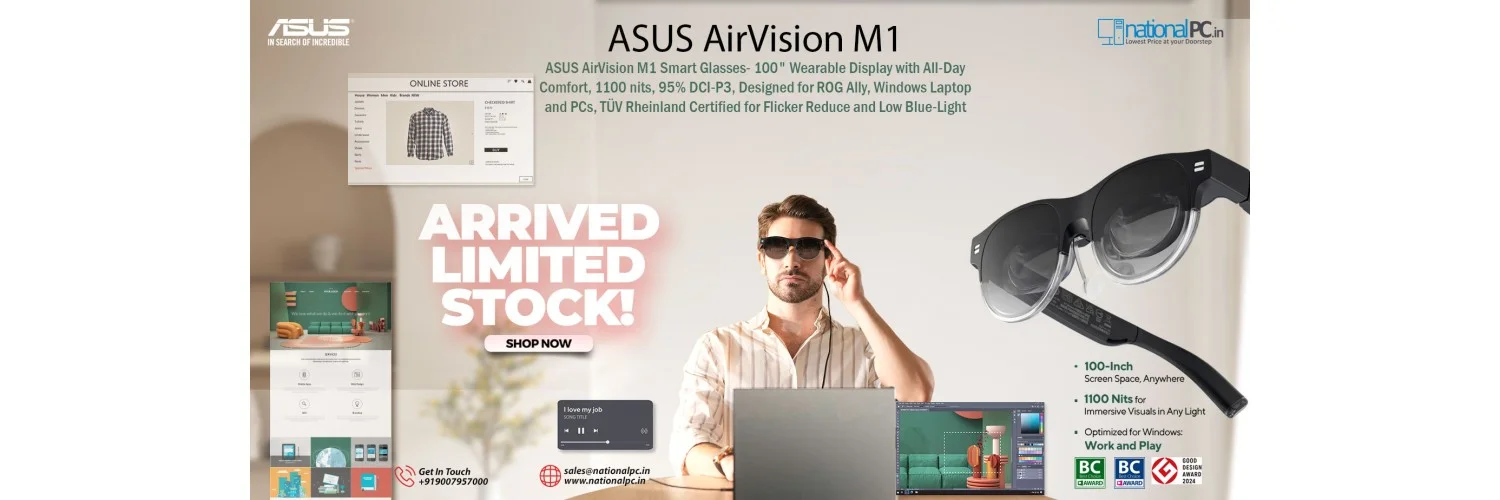 ASUS AirVision M1 Smart AR Glasses – 100″ Micro‑OLED Display, 95% DCI ...