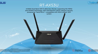 ASUS RT‑AX53U – Compact AX1800 Wi‑Fi 6 Router with AiMesh & Lifelong Protection ASUS RT‑AX53U – Compact AX1800 Wi‑Fi 6 Router with AiMesh & Lifelong Protection