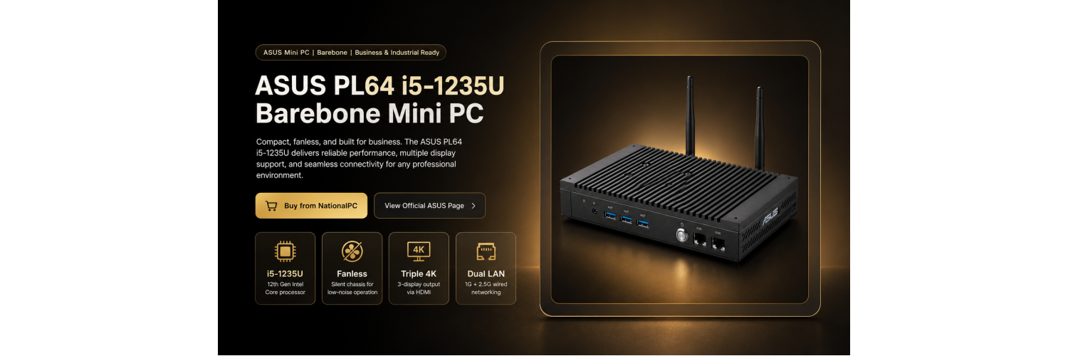 ASUS PL64 i5-1235U Barebone Mini PC Review: Compact Fanless PC for Business