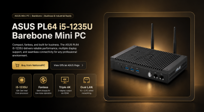 ASUS PL64 i5-1235U Barebone Mini PC Review: Compact Fanless PC for Business