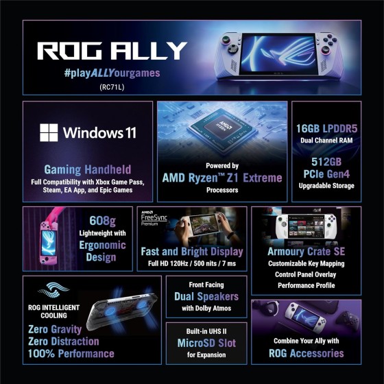 ASUS ROG Ally RC71L-NH019W Handheld Gaming Console white ASUS ROG Ally RC71L-NH019W Handheld Gaming Console white