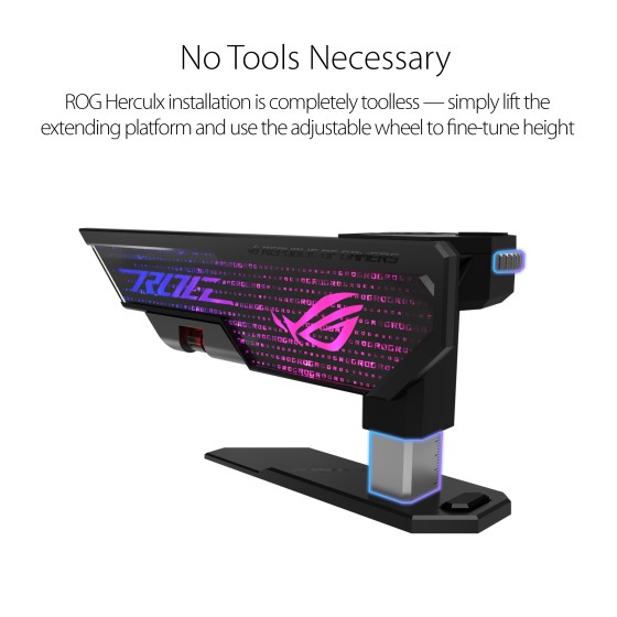 ASUS ROG Herculx Graphics Card Holder The robust ROG Herculx Graphics Card Holder securely fortifies even the most powerful cards, plus offers an easy-to-use design and extensive compatibility.