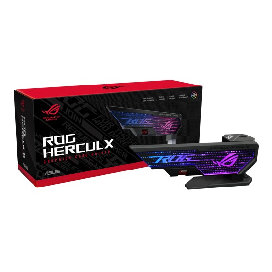 ASUS ROG Herculx Graphics Card Holder The robust ROG Herculx Graphics Card Holder securely fortifies even the most powerful cards, plus offers an easy-to-use design and extensive compatibility.
