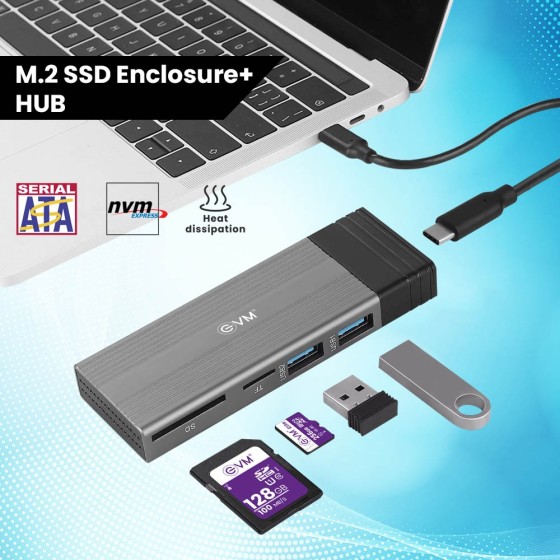 M.2 SSD ENCLOSURE + HUB Supports USB C (Type-C interface)+USB 2.0* 2 , + SD/TF M.2 NVME M KEY & B+M KEY (PCIE protocol) Max 2 TB