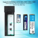 M.2 SSD ENCLOSURE + HUB Supports USB C (Type-C interface)+USB 2.0* 2 , + SD/TF M.2 NVME M KEY & B+M KEY (PCIE protocol) Max 2 TB