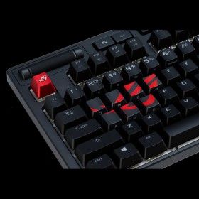 ASUS ROG Gaming Keycap Set with premium textured side-lit design for FPS/MOBA keys, compatible with Cherry MX Switches