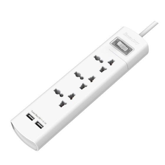 Huntkey SZM307 Power Strip  with 3 AC outlets and 2 USB ports