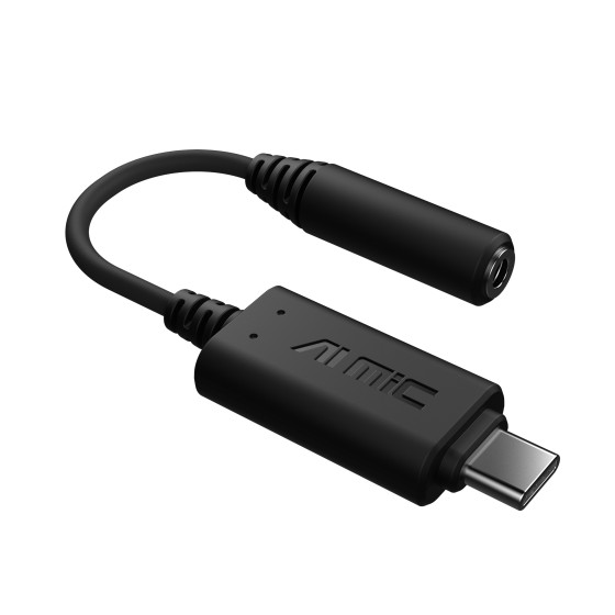 ASUS AI Noise-Canceling Mic Adapter with USB-C to 3.5 mm connection delivers unmatched crystal-clear communication.