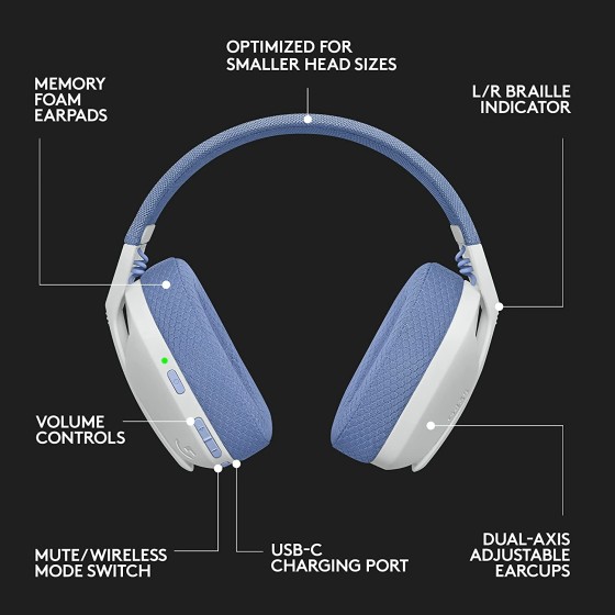 Logitech G435 Wireless Gaming HeadsetÂ White-Lilac