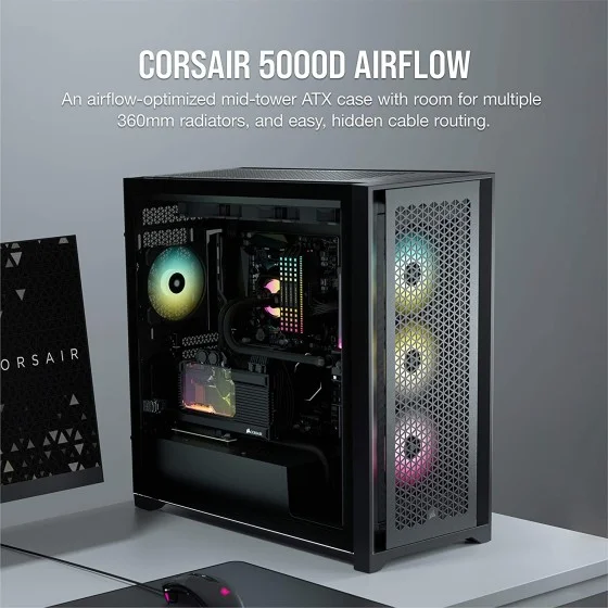 Corsair 5000D Airflow Tempered Glass ATX PC Case - Black Corsair 5000D Airflow Tempered Glass ATX PC Case - Black