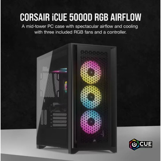 Corsair iCUE 5000D RGB AIRFLOW Mid-Tower Case, Black