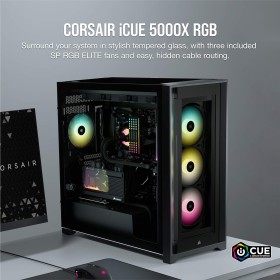 Crosair iCUE 5000X RGB Tempered Glass ATX PC Case — Black Crosair iCUE 5000X RGB Tempered Glass ATX PC Case — Black