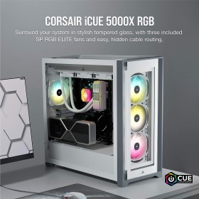 Corsair iCUE 5000X RGB Tempered Glass ATX PC Case — White Corsair iCUE 5000X RGB Tempered Glass ATX PC Case — White
