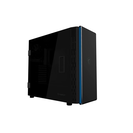 MSI Creator 400M Silent Cabinet with 3X 140 mm PWM Fans, USB Type-C, Soundproof Cotton, Laminated Tempered Glass Panel,Black
