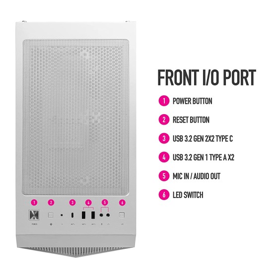 Msi MPG Gungnir 100R White Gaming Cabinet Premium Mid-Tower Gaming PC Case - Tempered Glass Side Panel - ARGB 120mm Fans - Liquid Cooling Support up to 360mm Radiator