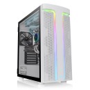 Thermaltake H590 TG Snow ARGB Mid Tower Cabinet with two RGB lighting strips around the T shaped pillar, and offers support for up to E-ATX (White)