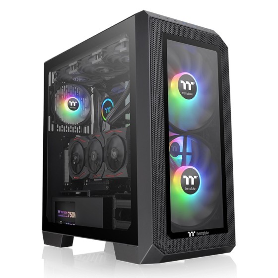 Thermaltake View 300 MX Mid Tower Cabinet with two pre-installed 200mm ARGB PWM fans at the front and one 120mm ARGB PWM fan at the rear(Black)
