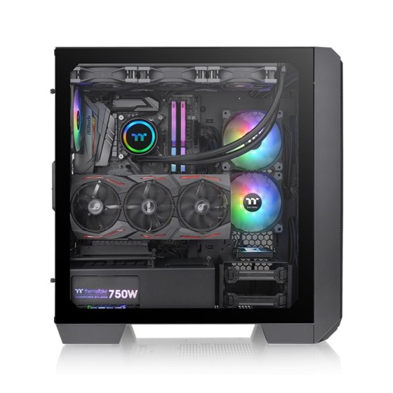 Thermaltake View 300 MX Mid Tower Cabinet with two pre-installed 200mm ARGB PWM fans at the front and one 120mm ARGB PWM fan at the rear(Black)