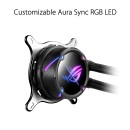 ASUS ROG Strix LC II 280 ARGB all-in-one liquid CPU cooler with Aura Sync and dual ROG 140 mm addressable RGB radiator fans