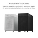 ASUS Prime AP201 White is a stylish 33-liter MicroATX case with tool-free side panels and a quasi-filter mesh, with support for 360 mm coolers, graphics cards up to 338 mm long, and standard ATX PSUs