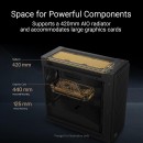 ASUS ProArt PA602 Wood Edition Retro Brown E-ATX Mid-Tower Case with Tempered Glass, 440 mm GPU Support, 420 mm Radiator & 3 Pre-Installed Fans, Removable Dust Filters
