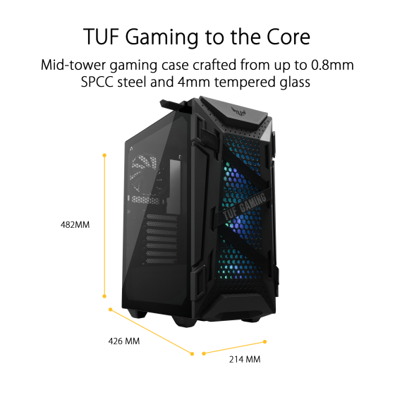 ASUS TUF Gaming GT301 ATX mid-tower cabinet with tempered glass