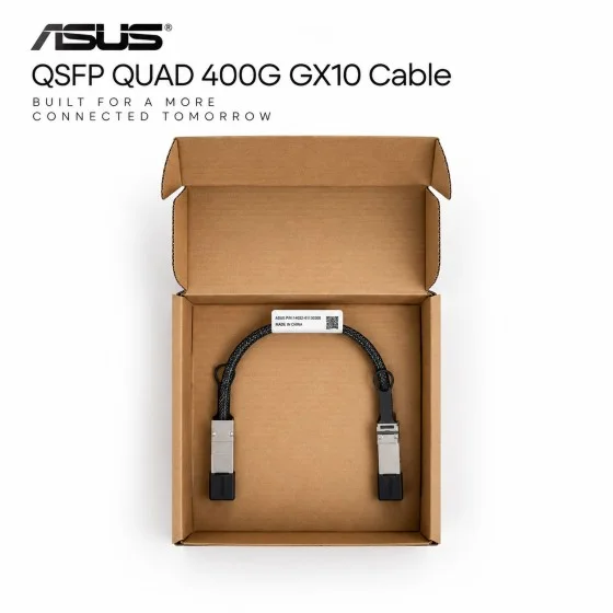 ASUS GX10 QSFP112 cable inside retail box