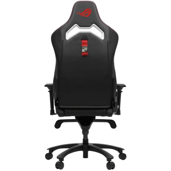 ASUS ROG Chariot Core gaming chair in racing-car style, featuring an adjustable high-density foam headrest, memory-foam lumbar support, 4D armrests, tilt mechanism and durable class 4 gas lift