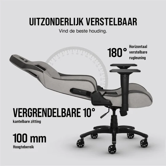 Corsair T3 RUSH Fabric Gaming Chair - Grey/Charcoal Corsair T3 RUSH Fabric Gaming Chair - Grey/Charcoal