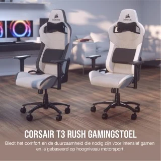 Corsair T3 RUSH Fabric Gaming Chair - Grey/White