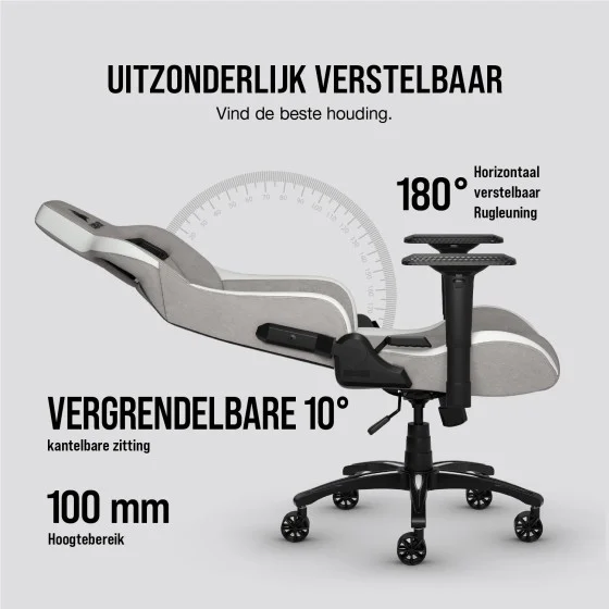 Corsair T3 RUSH Fabric Gaming Chair - Grey/White Corsair T3 RUSH Fabric Gaming Chair - Grey/White