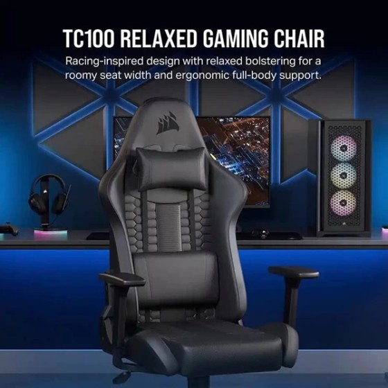 Corsair TC100 RELAXED Gaming Chair - Leatherette Black