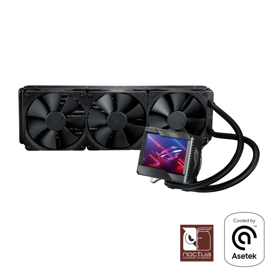 ASUS ROG Ryujin II 360 all-in-one liquid CPU cooler with 7th Generation Asetek pump, 3.5" LCD, Noctua Industrial PPC radiator fans and an embedded fan for the CPU socket area