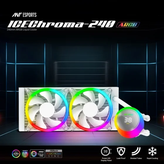 Ant Esports Ice Chroma 240 ARGB White Liquid Cooler Ant Esports Ice Chroma 240 ARGB White Liquid Cooler