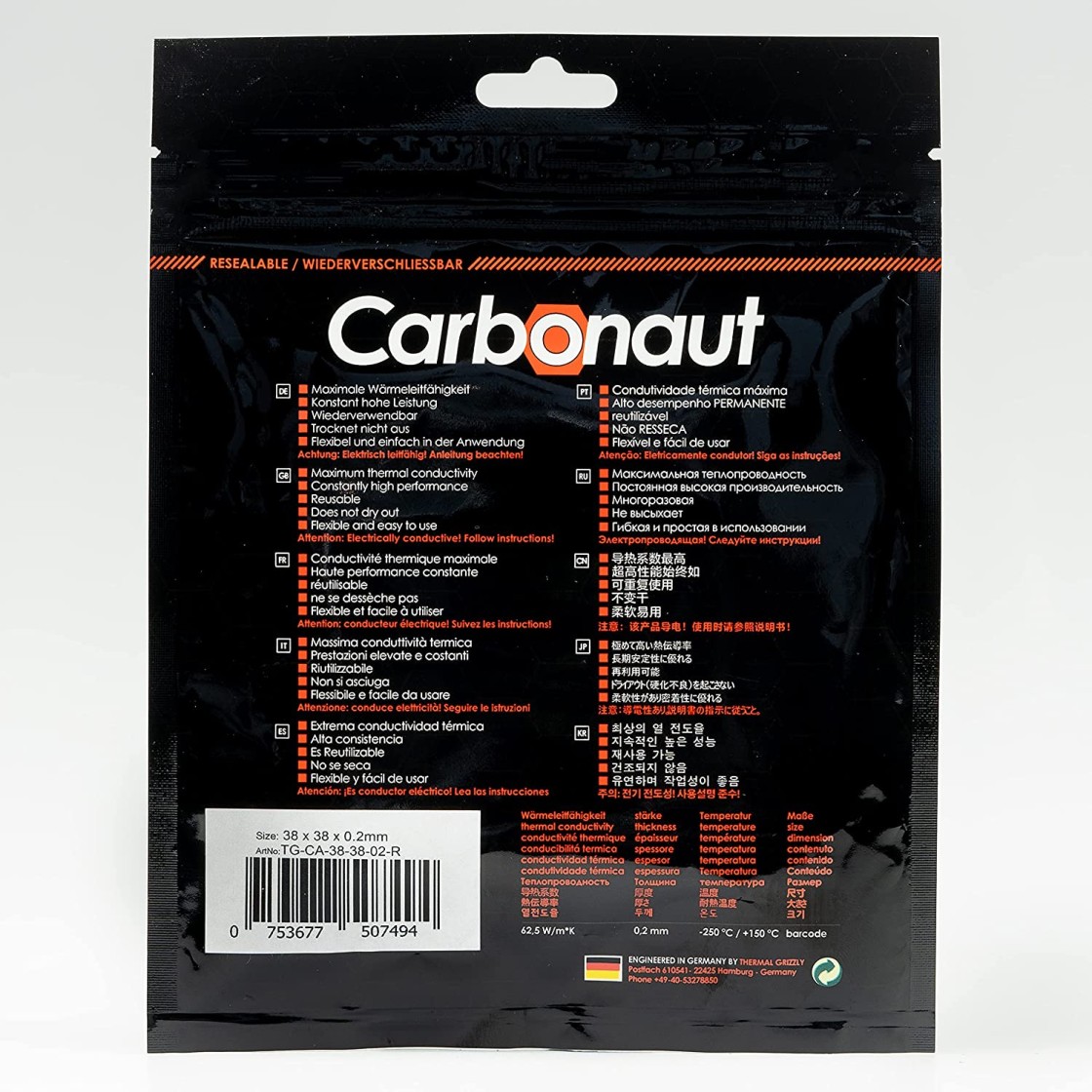 Thermal Grizzly Carbonaut Thermal Pad 38 x 38 x 0.2 mm