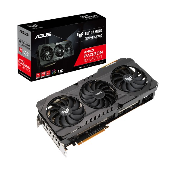 ASUS TUF GAMING AMD Radeon RX 6800 XT OC Edition Graphics Card (PCIe 4.0, 16GB GDDR6, HDMI 2.1, DisplayPort 1.4a, Dual ball fan bearings, all-aluminum shroud, reinforced frame, GPU Tweak II)