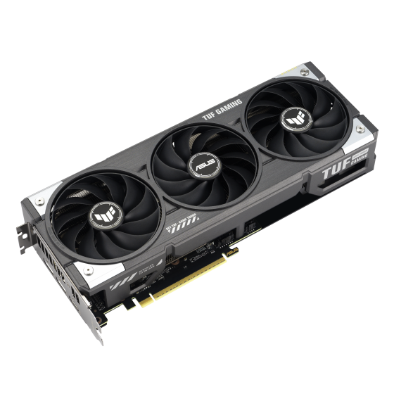 TUF Gaming Radeon RX 9060 XT OC 16GB Graphics Card by ASUS ASUS TUF Gaming RX 9060 XT OC Edition 16GB GDDR6 Graphics Card โ Front and Side View