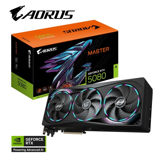 Gigabyte AORUS GeForce RTX 5080 MASTER 16G GDDR7 GPU Gigabyte AORUS GeForce RTX 5080 MASTER 16G GDDR7 GPU