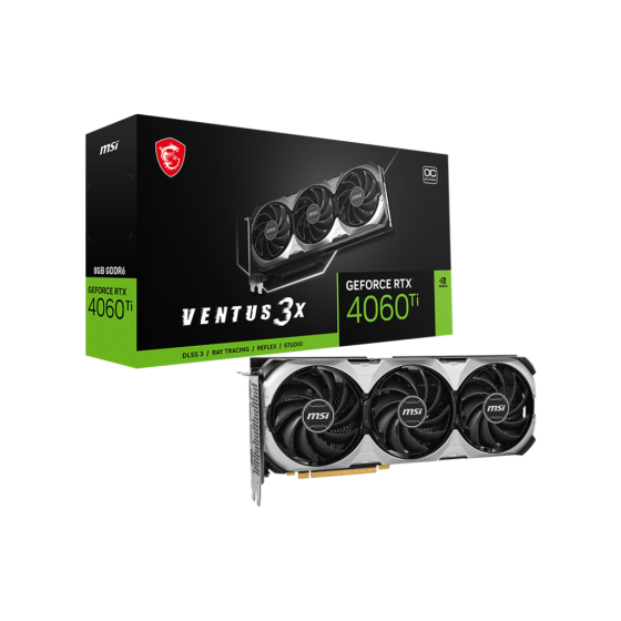 Msi GeForce RTX 4060 Ti VENTUS 3X 8G OC Ghraphics Card with Support 8GB GDDR6, Cuda Cores 4352 Units,Memory Seeep upto 18Gbps,Memory Bus upto 128-bit and DisplayPort x 3,HDMI x 1