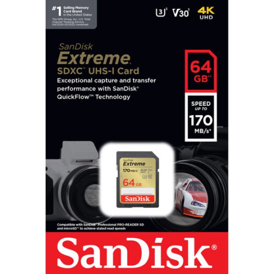 SanDisk Extreme SD UHS-I 64GB Memory Card SanDisk Extreme SD UHS-I 64GB Memory Card