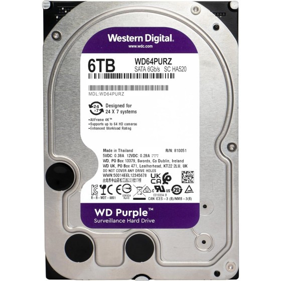 Western Digital Purple Surveillance 6TB 5400 RPM 3.5 Inch HDD
