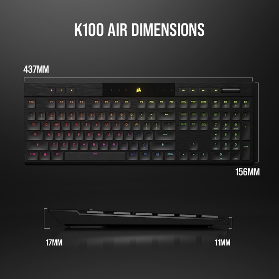 Corsair K100 AIR WIRELESS RGB Ultra-Thin Mechanical Keyboard