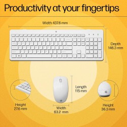 HP 230 Wireless Keyboard and Mouse Combo White HP 230 Wireless Keyboard and Mouse Combo White