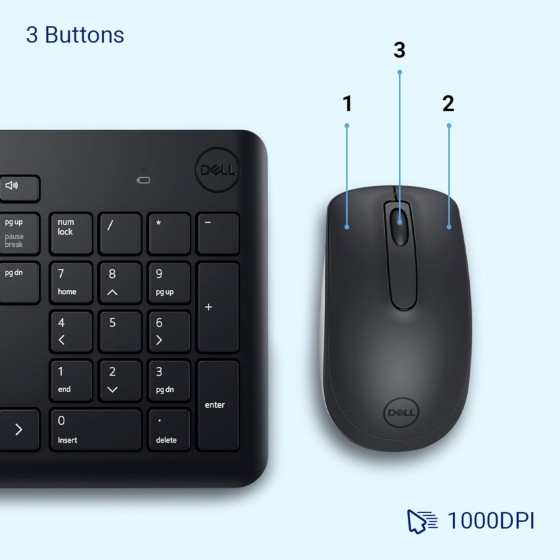 Dell KM3322W Wireless USB Keyboard and Mouse Combo