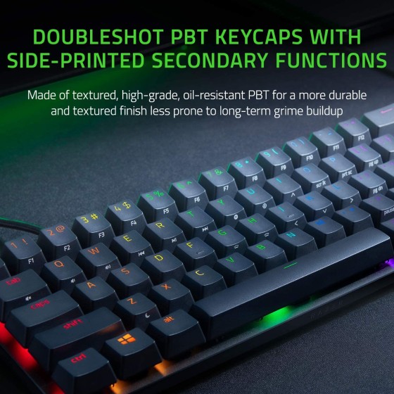 Razer Huntsman Mini Gaming Keyboard Red Linear Optical Switches  (Black) with 60% Form Factor and Doubleshot PBT Keycaps With Side-Printed Secondary Functions