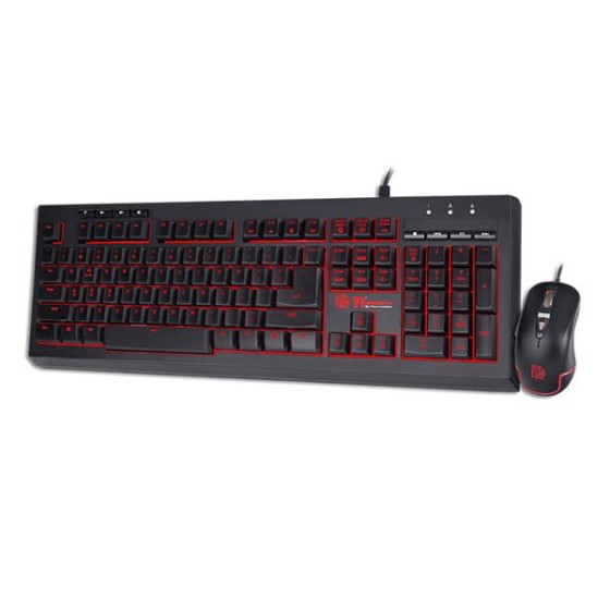 Thermaltake TT Esports Commander Pro Combo Keyboard Mouse Combo with 7-colored backlight and 3 dynamic lighting effects, dedicated hotkey and multimedia control keys (Black)