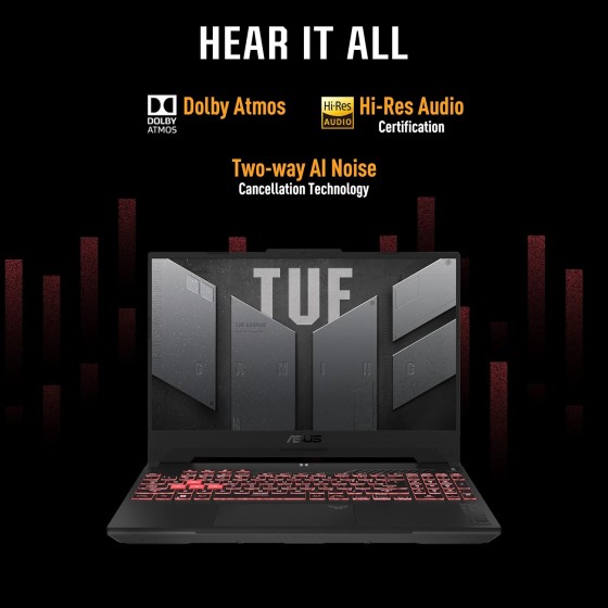 Asus Tuf Gaming F15 Jaeger Gray Laptop with AMD Ryzen 7 7735HS Processor (8 Cores 16 Threads 4.75GHz 16MB Cache Intel UHD Graphics), RTX4050 6GB Gaphics Card inbuilt 16GB DDR4 Laptop Ram, 512GB SSD, 15.6Inch FHD Display, Backlit,  and Windows 11