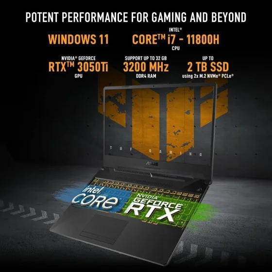 Asus Tuf Gaming F15 i7 11800H RTX3050TI 4GB 16GB 1TB Graphite Black Asus Tuf Gaming F15 i7 11800H RTX3050TI 4GB 16GB 1TB Graphite Black