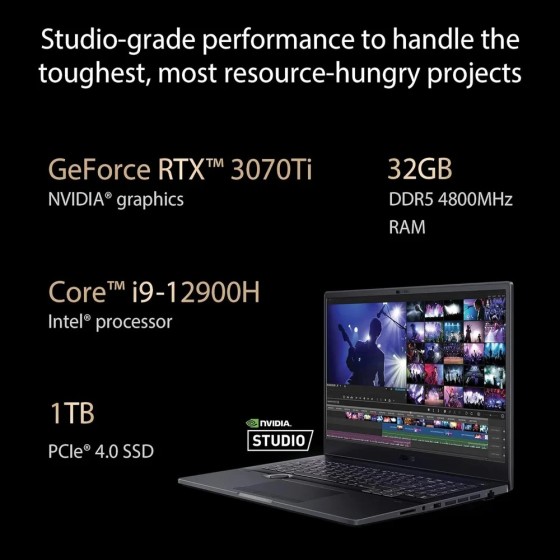 ASUS ProArt Studiobook 16 OLED H7600ZW-L911WS Laptop ASUS ProArt Studiobook 16 OLED H7600ZW-L911WS Laptop